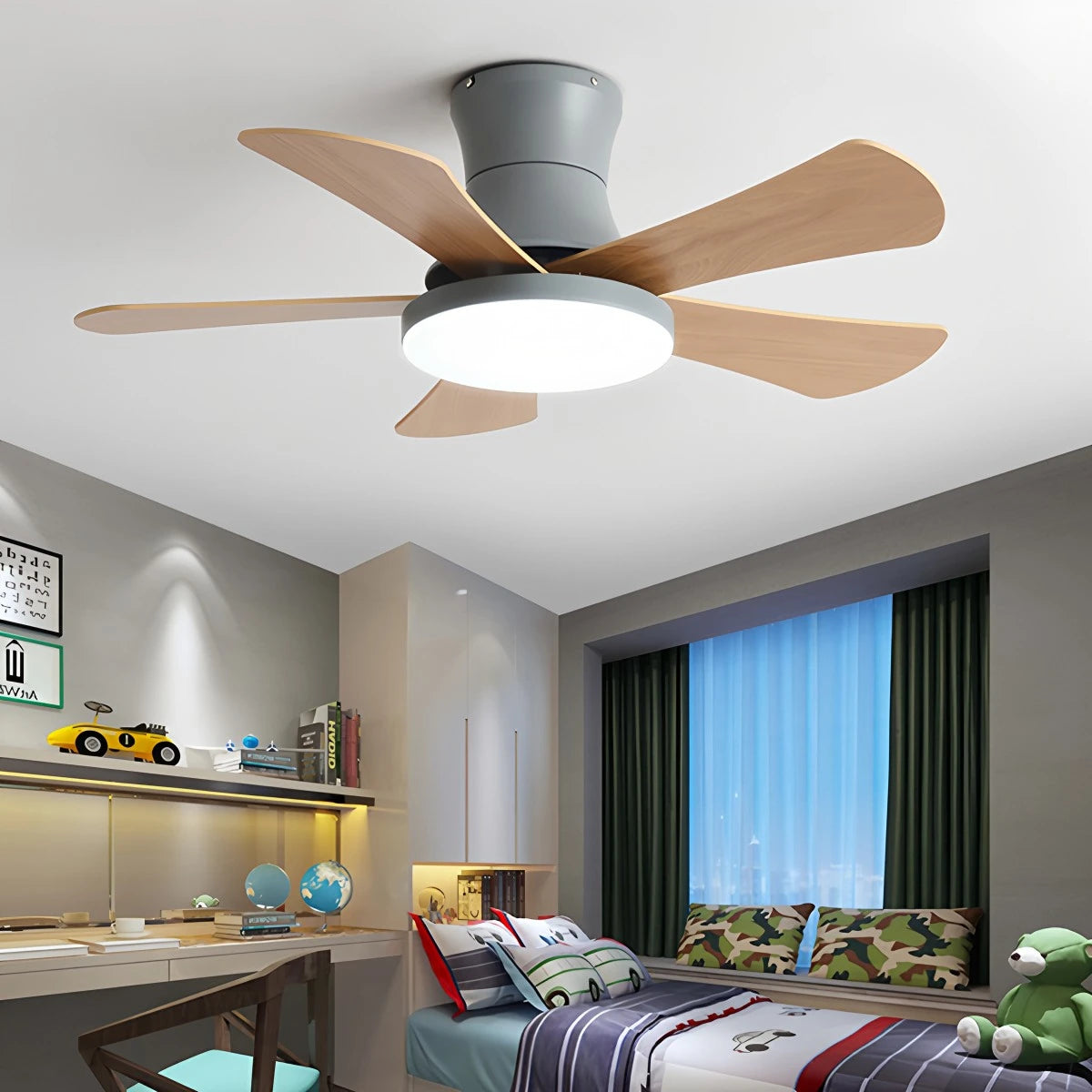 Antizer Scandi Low Profile Ceiling Fan with Light