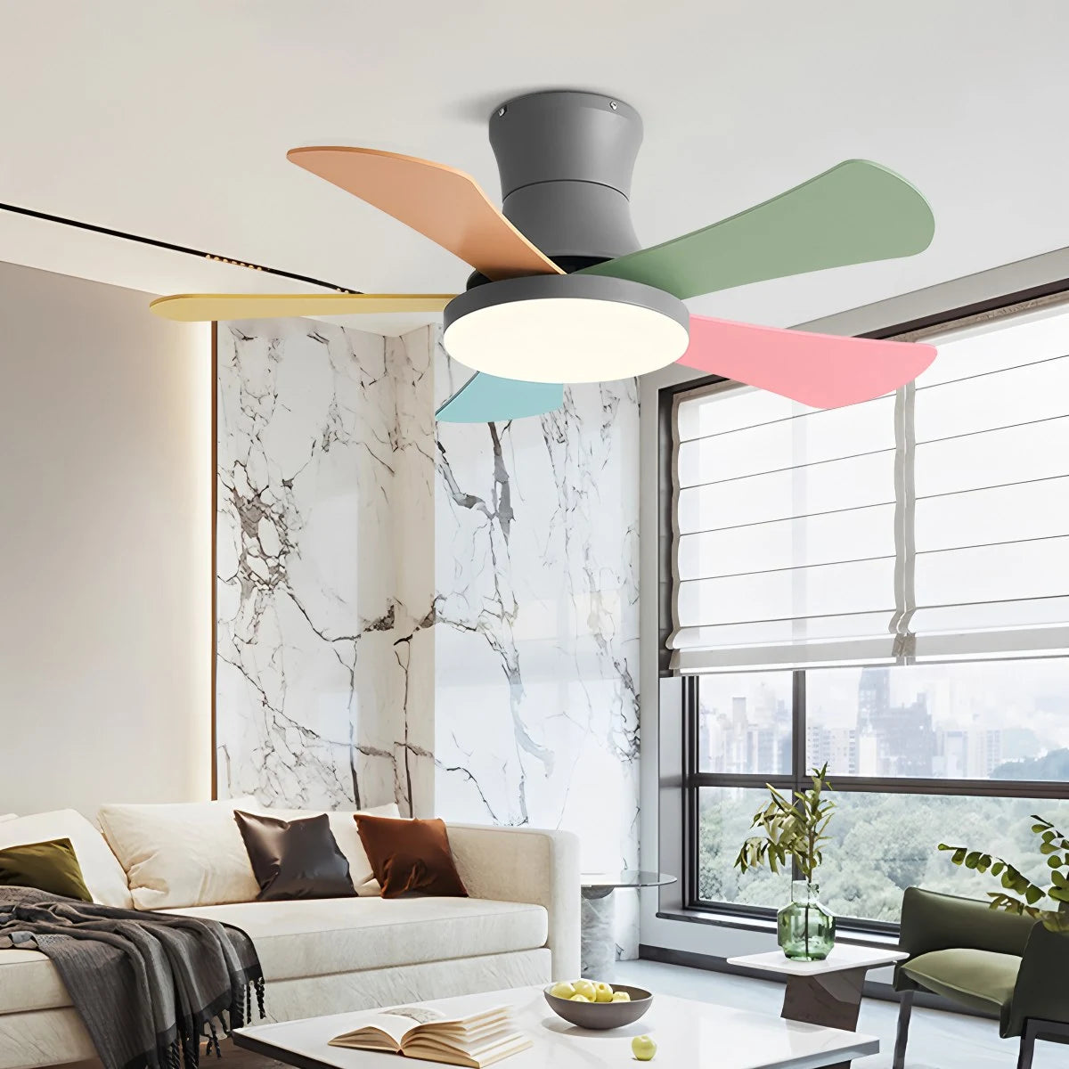 Antizer Scandi Low Profile Ceiling Fan with Light