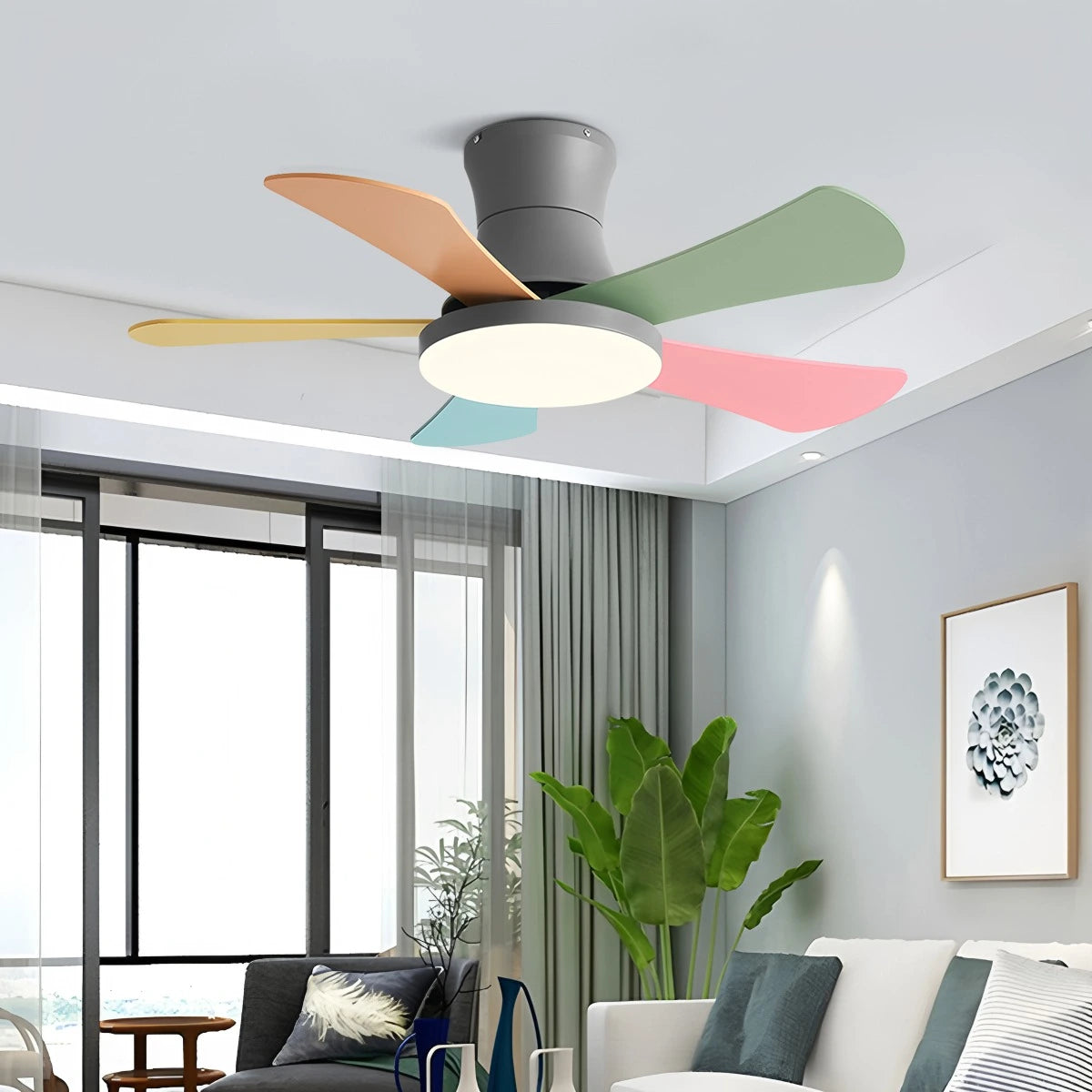 Antizer Scandi Low Profile Ceiling Fan with Light