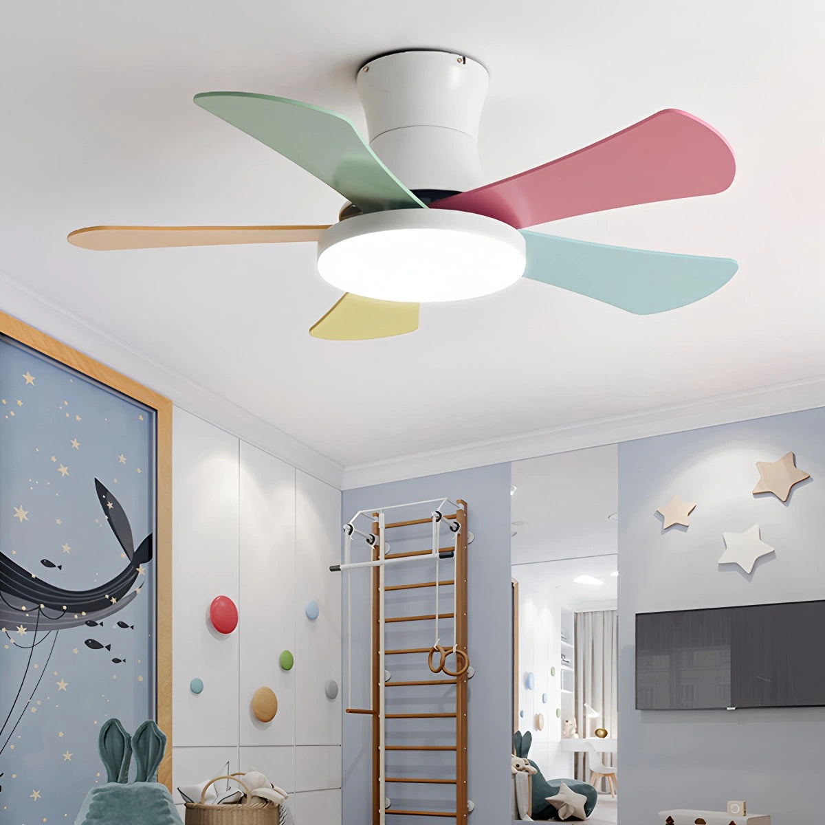 Antizer Scandi Low Profile Ceiling Fan with Light