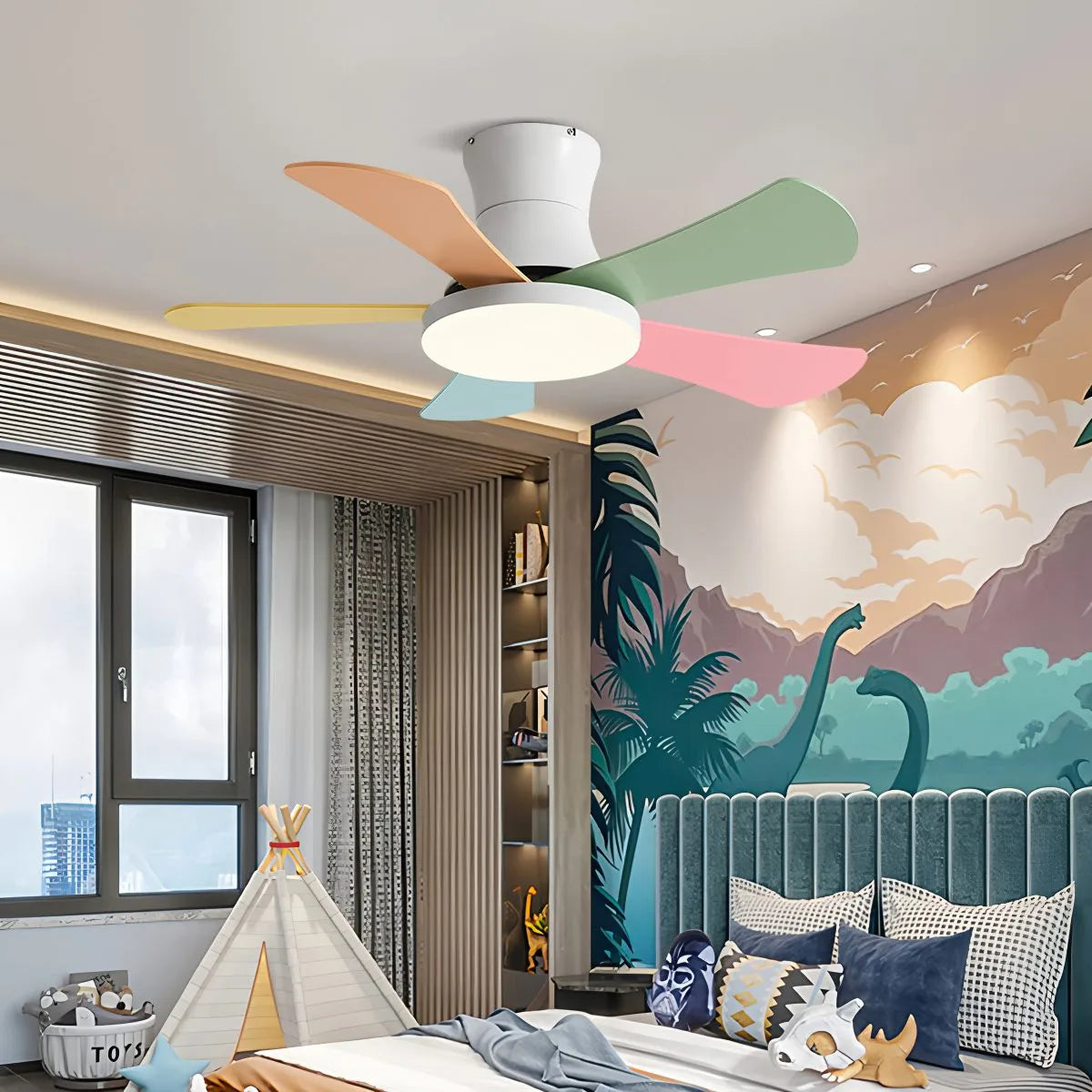 Antizer Scandi Low Profile Ceiling Fan with Light