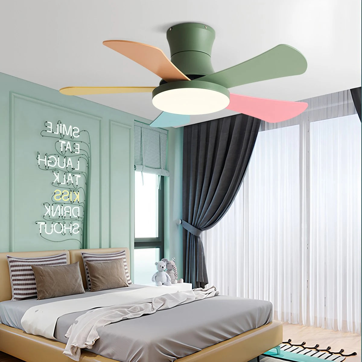 Antizer Scandi Low Profile Ceiling Fan with Light