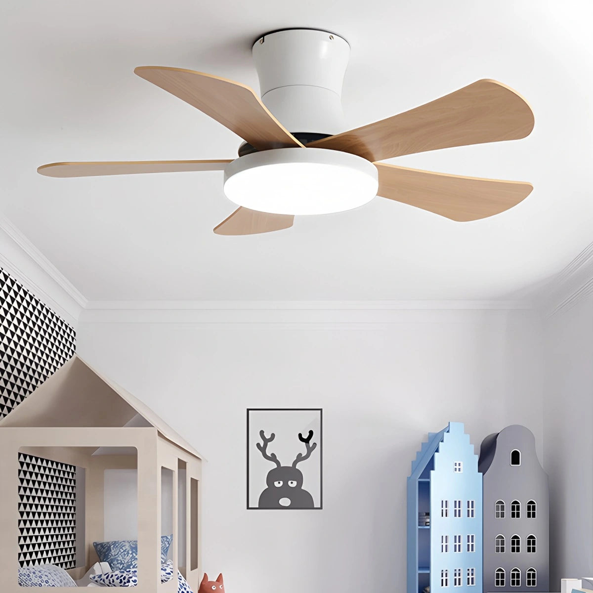 Antizer Scandi Low Profile Ceiling Fan with Light
