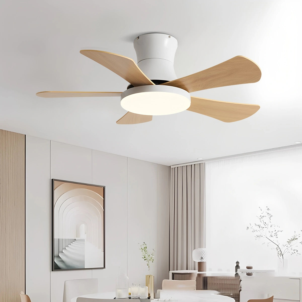 Antizer Scandi Low Profile Ceiling Fan with Light