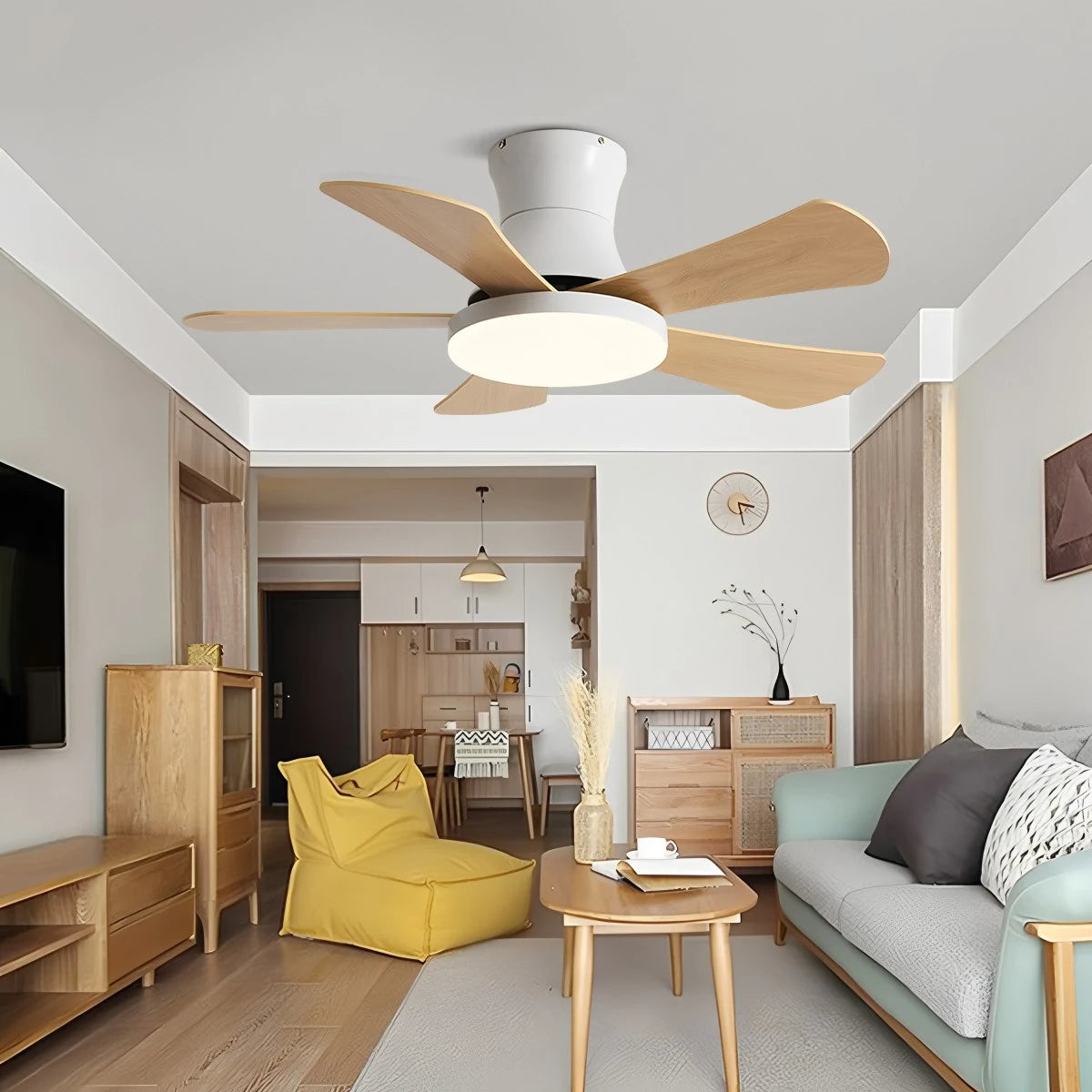 Antizer Scandi Low Profile Ceiling Fan with Light