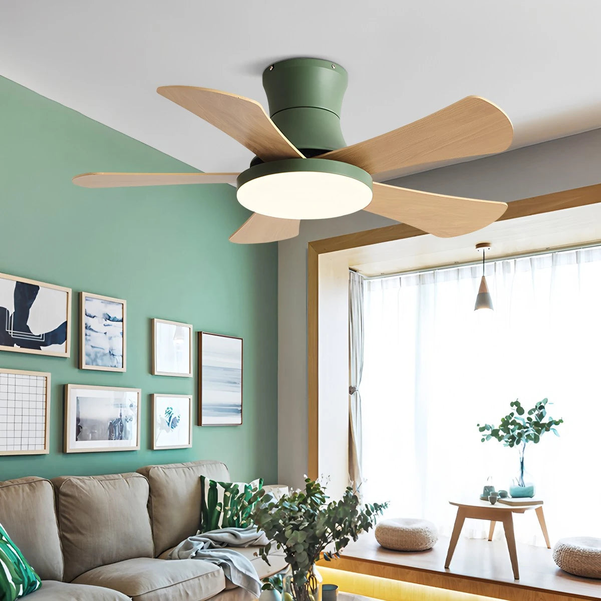 Antizer Scandi Low Profile Ceiling Fan with Light