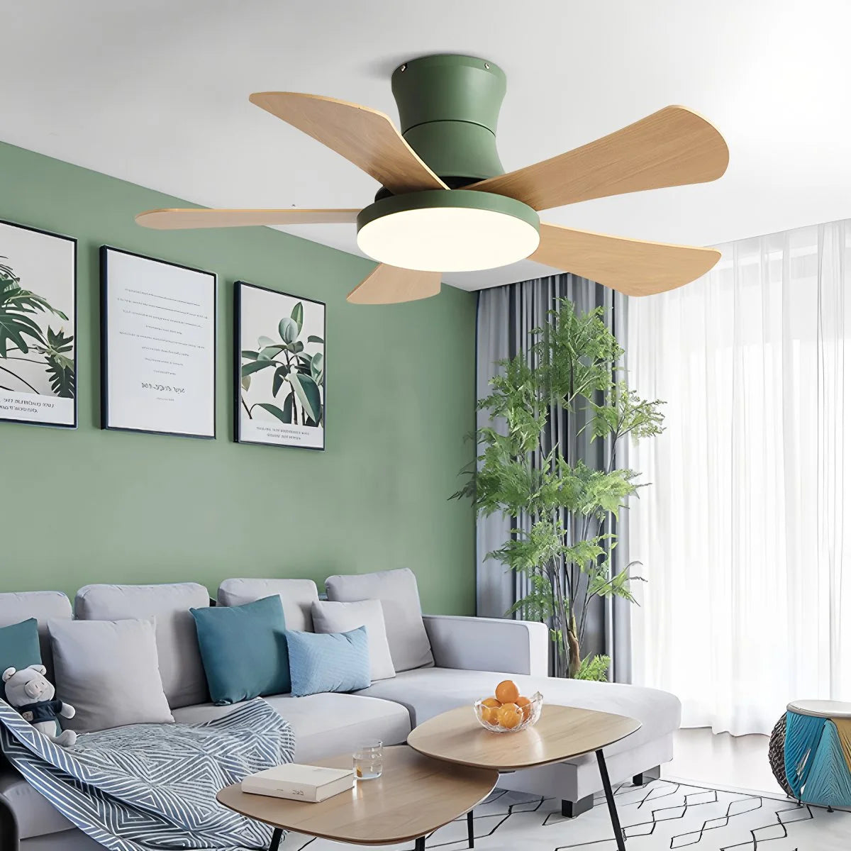 Antizer Scandi Low Profile Ceiling Fan with Light