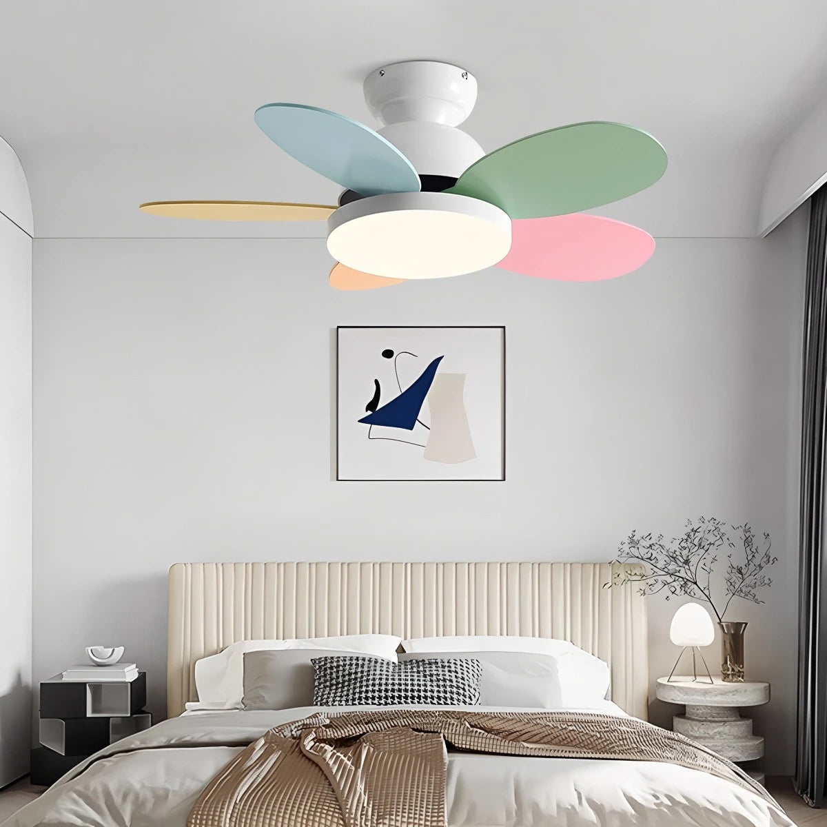 Antizer Scandi Wood Ceiling Fan Lamp for Children’s Room