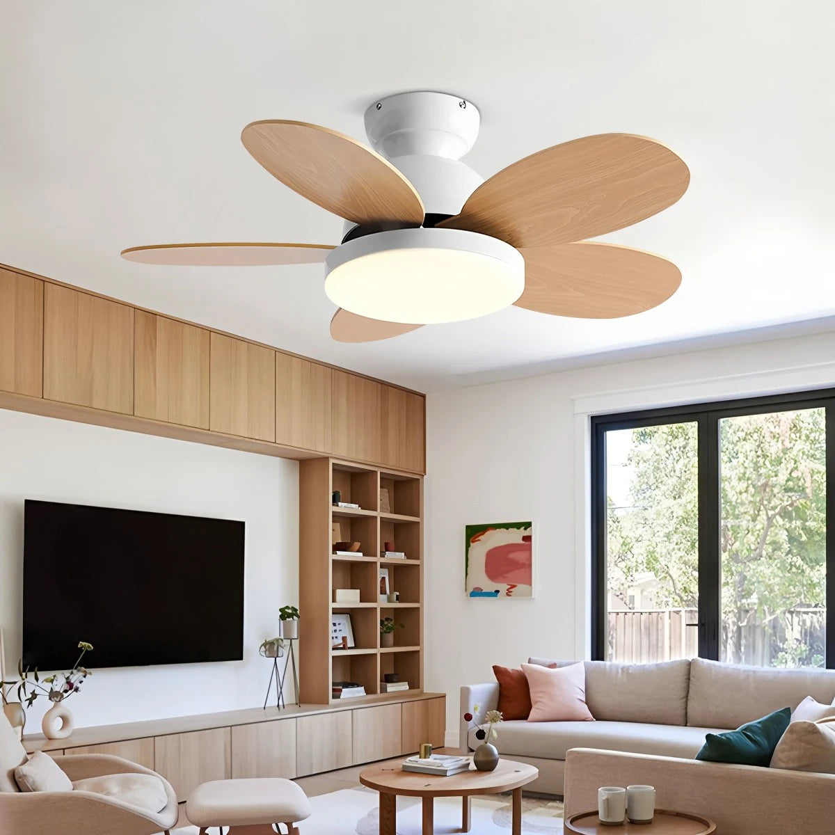 Antizer Scandi Wood Ceiling Fan Lamp for Children’s Room