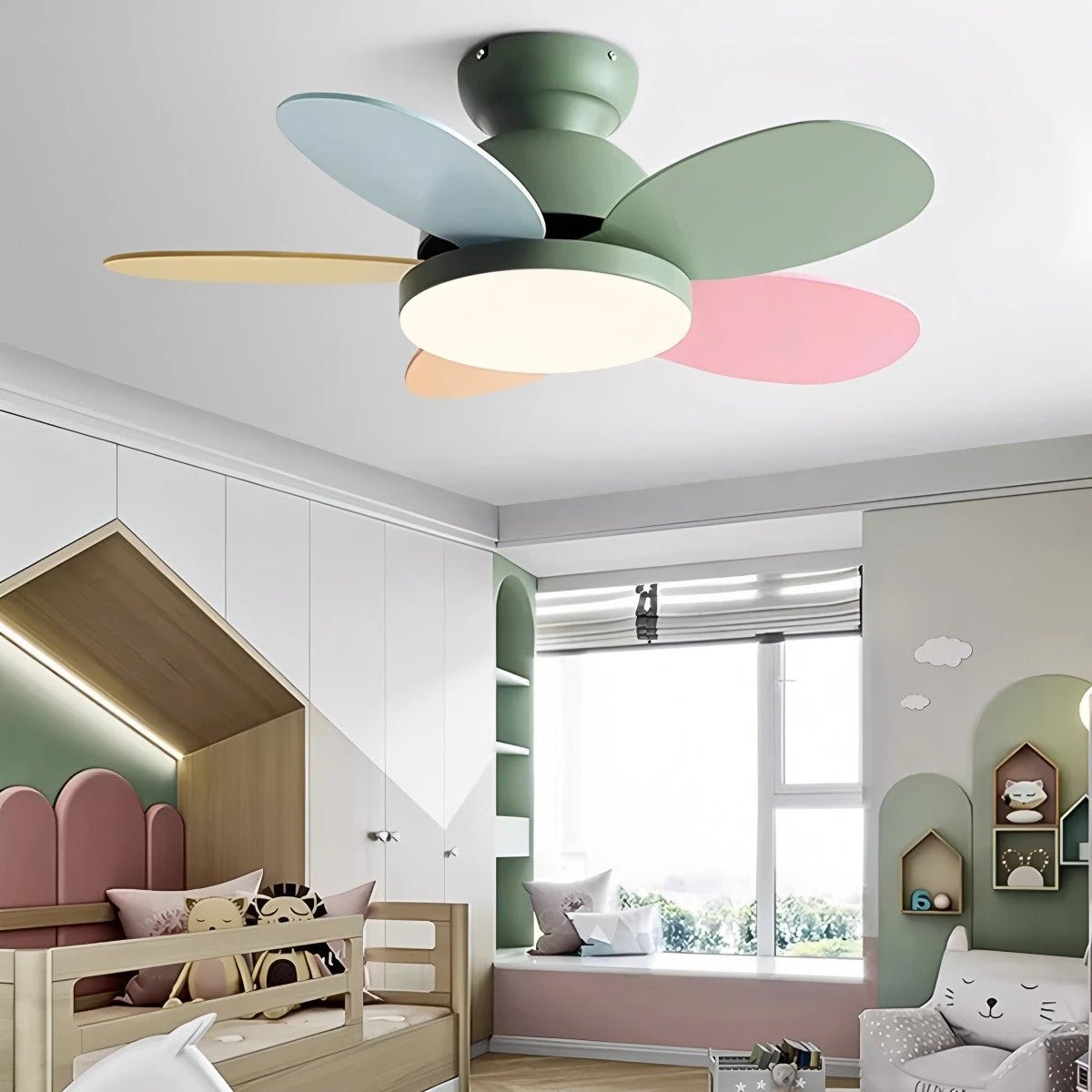 Antizer Scandi Wood Ceiling Fan Lamp for Children’s Room
