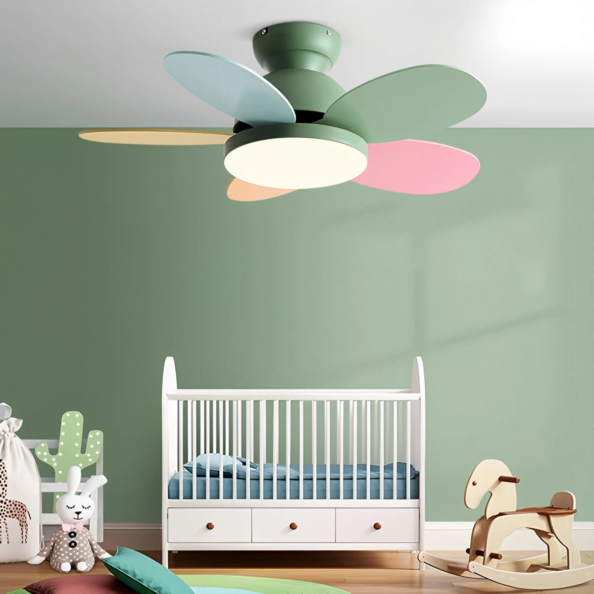 Antizer Scandi Wood Ceiling Fan Lamp for Children’s Room