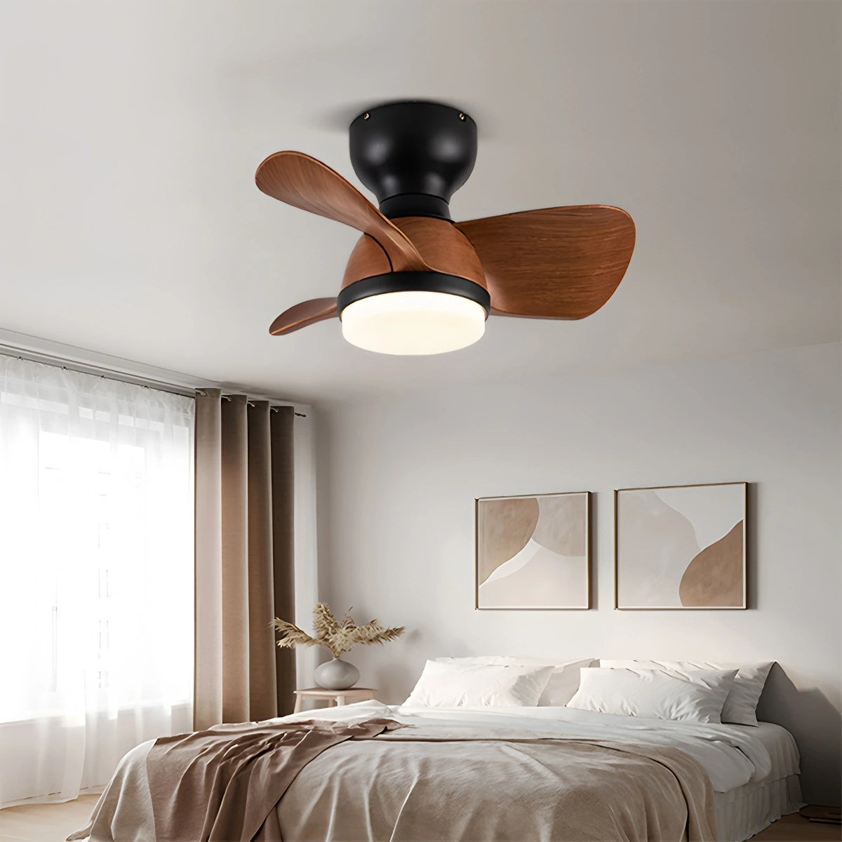 Antizer Small Flush Mount Ceiling Fan with Light