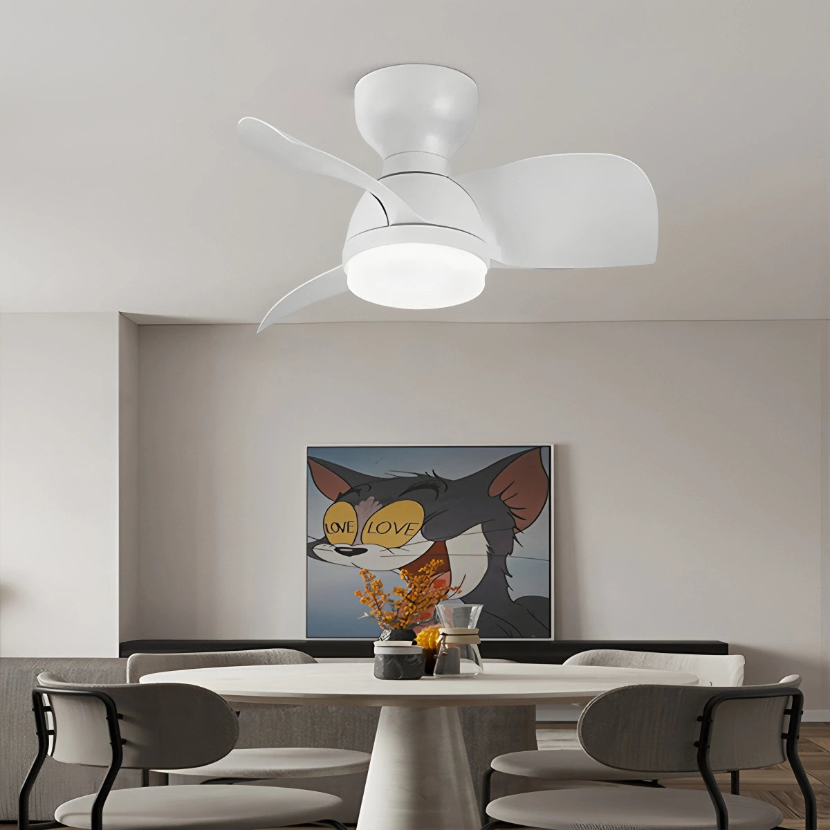 Antizer Small Flush Mount Ceiling Fan with Light
