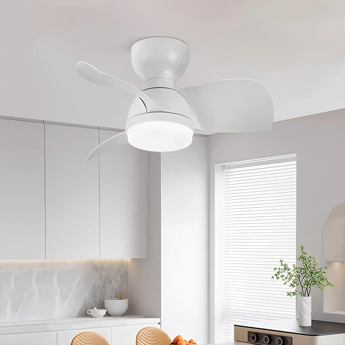 Antizer Small Flush Mount Ceiling Fan with Light