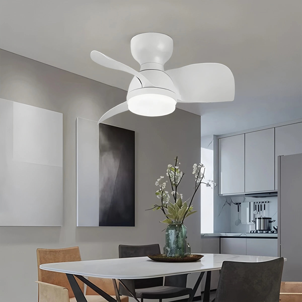 Antizer Small Flush Mount Ceiling Fan with Light