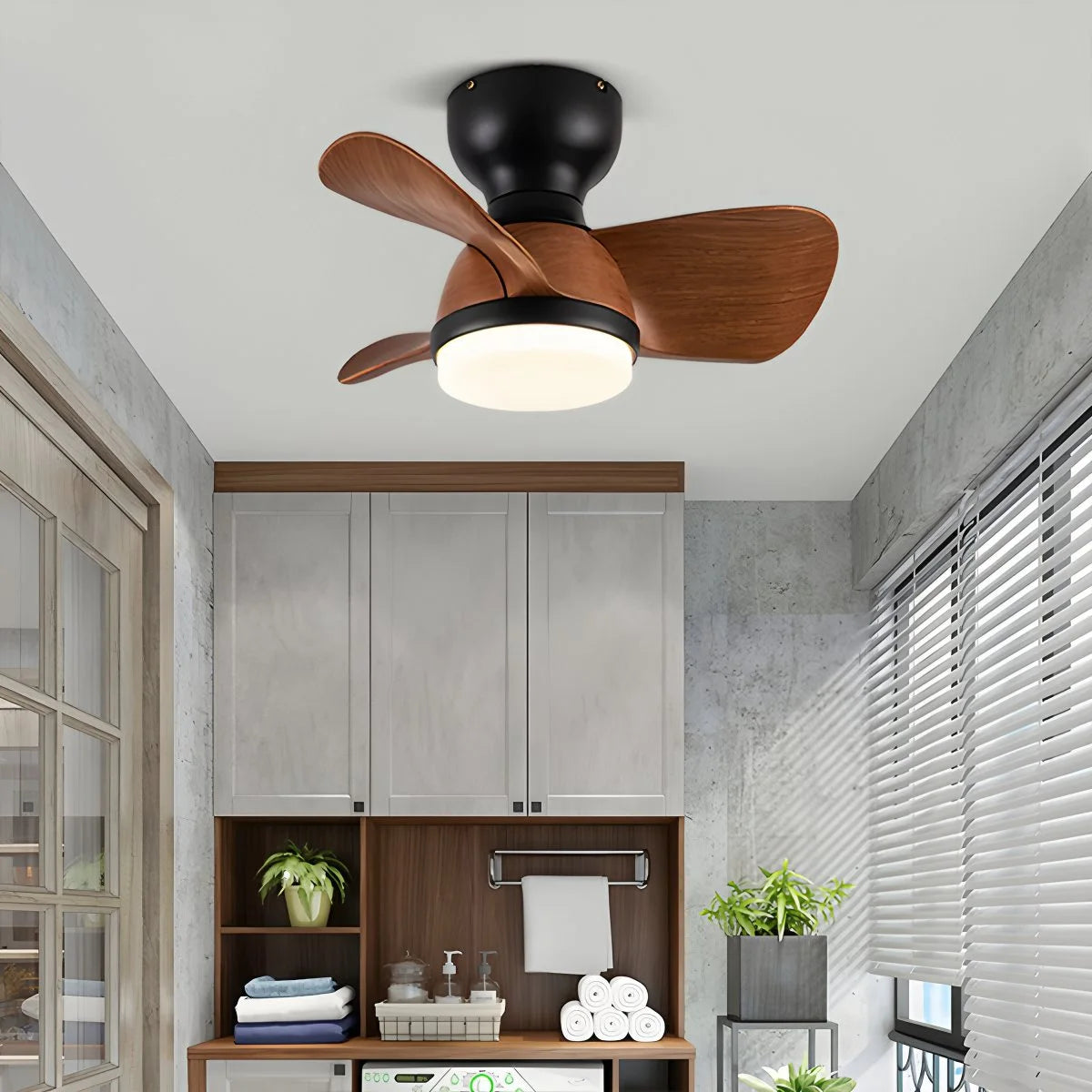 Antizer Small Flush Mount Ceiling Fan with Light
