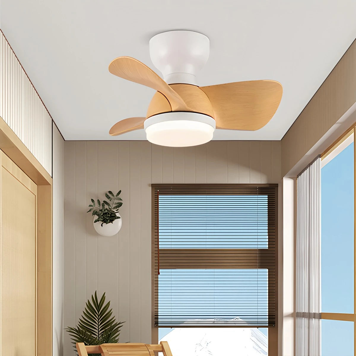 Antizer Small Flush Mount Ceiling Fan with Light