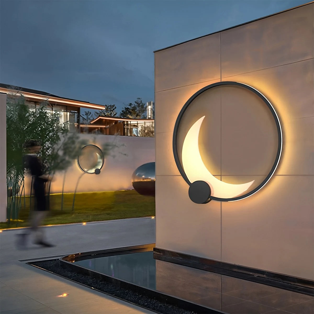 Antizer Solar Outdoor Moon Wall Lamp