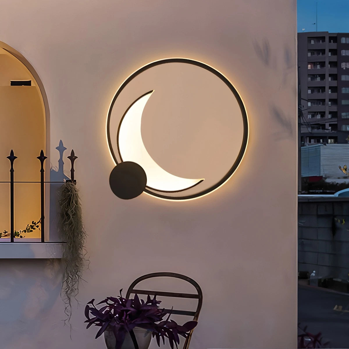 Antizer Solar Outdoor Moon Wall Lamp