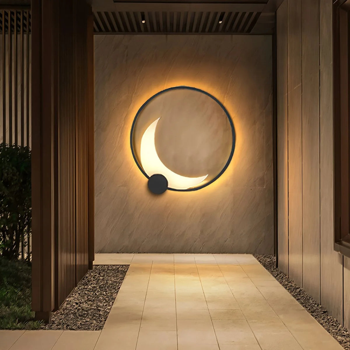 Antizer Solar Outdoor Moon Wall Lamp