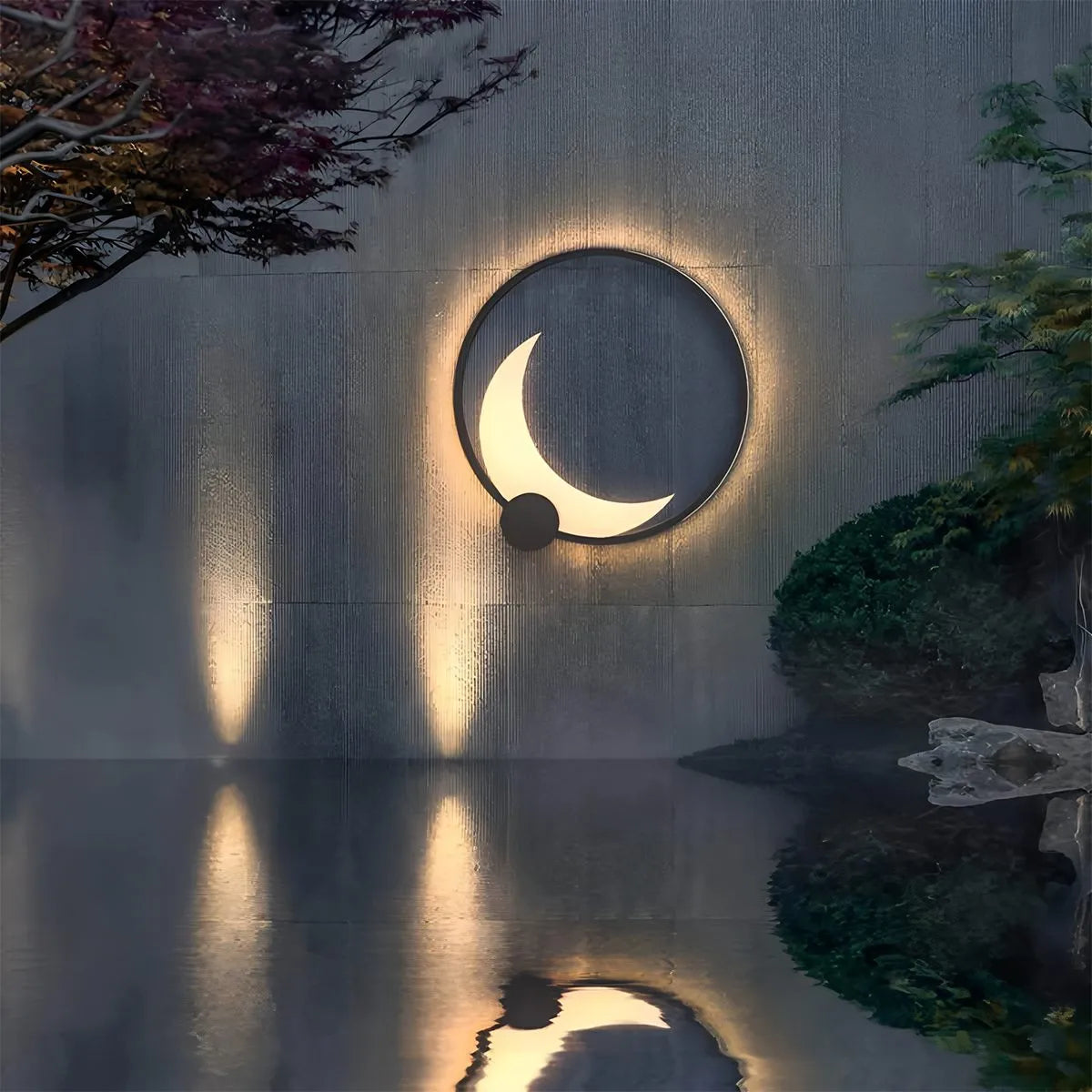 Antizer Solar Outdoor Moon Wall Lamp