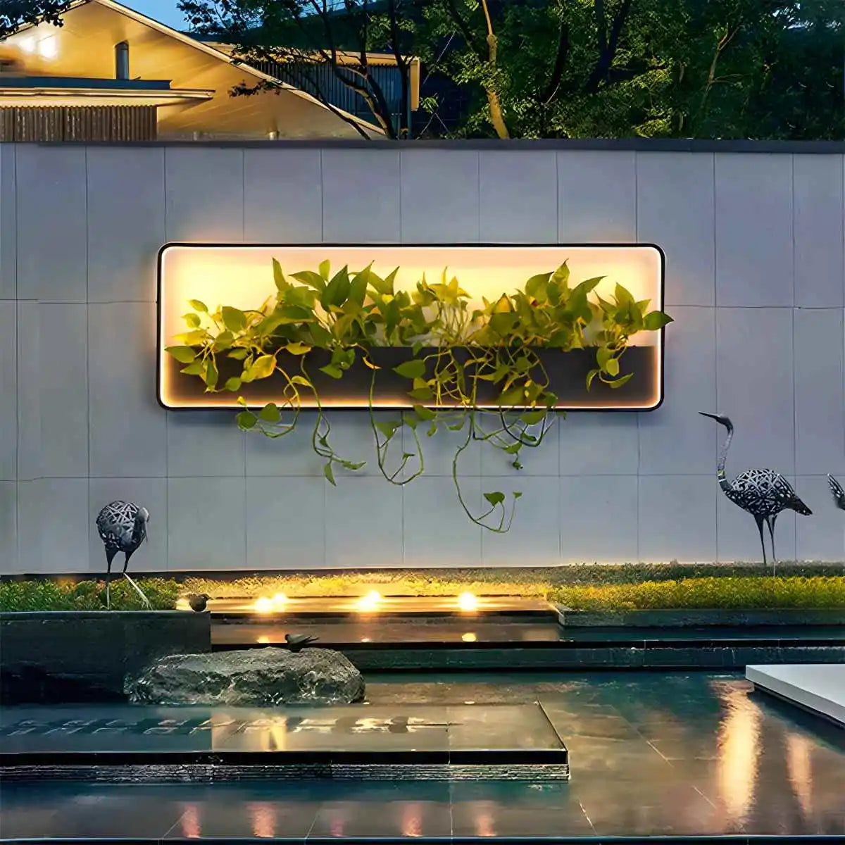 Antizer Solar Outdoor Potted Wall Light Automatic Switch