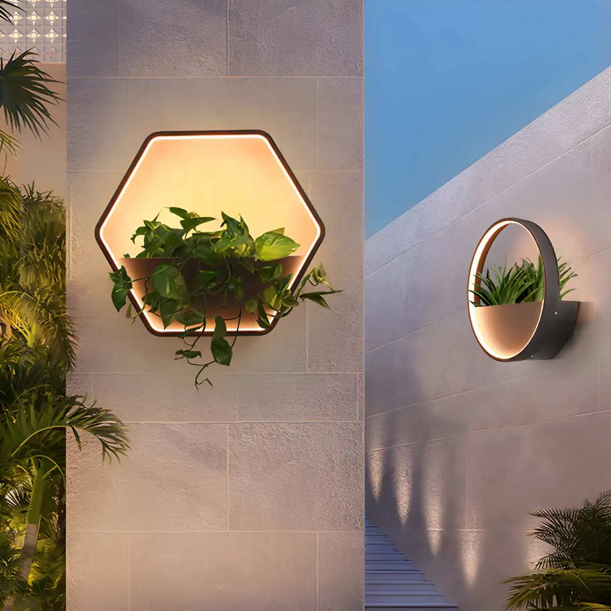Antizer Solar Outdoor Potted Wall Light Automatic Switch