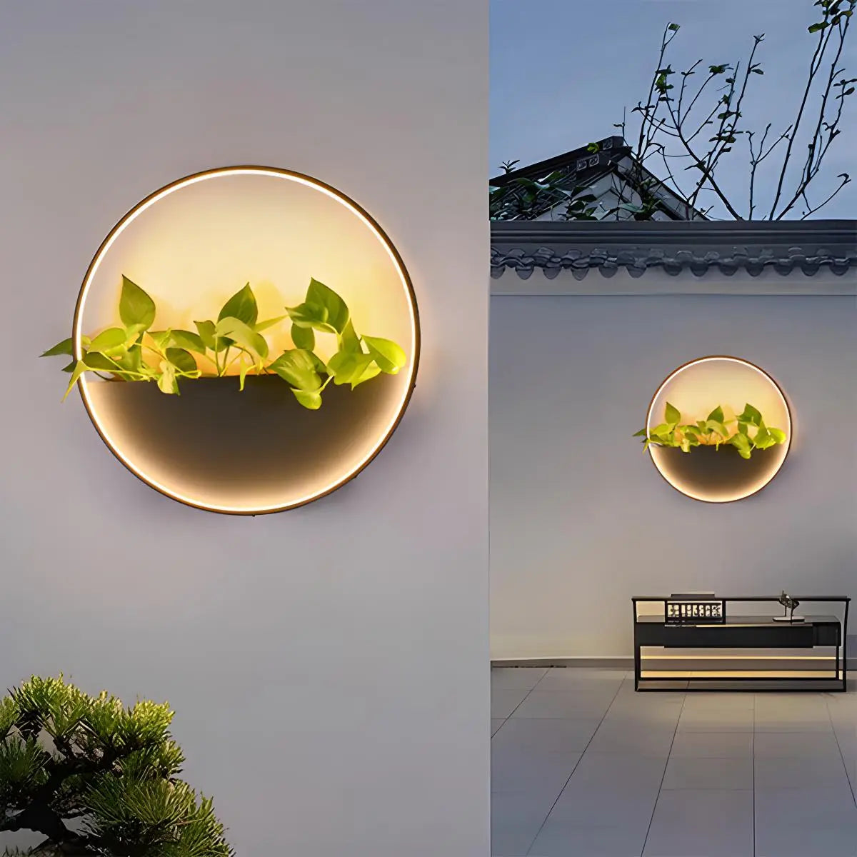 Antizer Solar Outdoor Potted Wall Light Automatic Switch