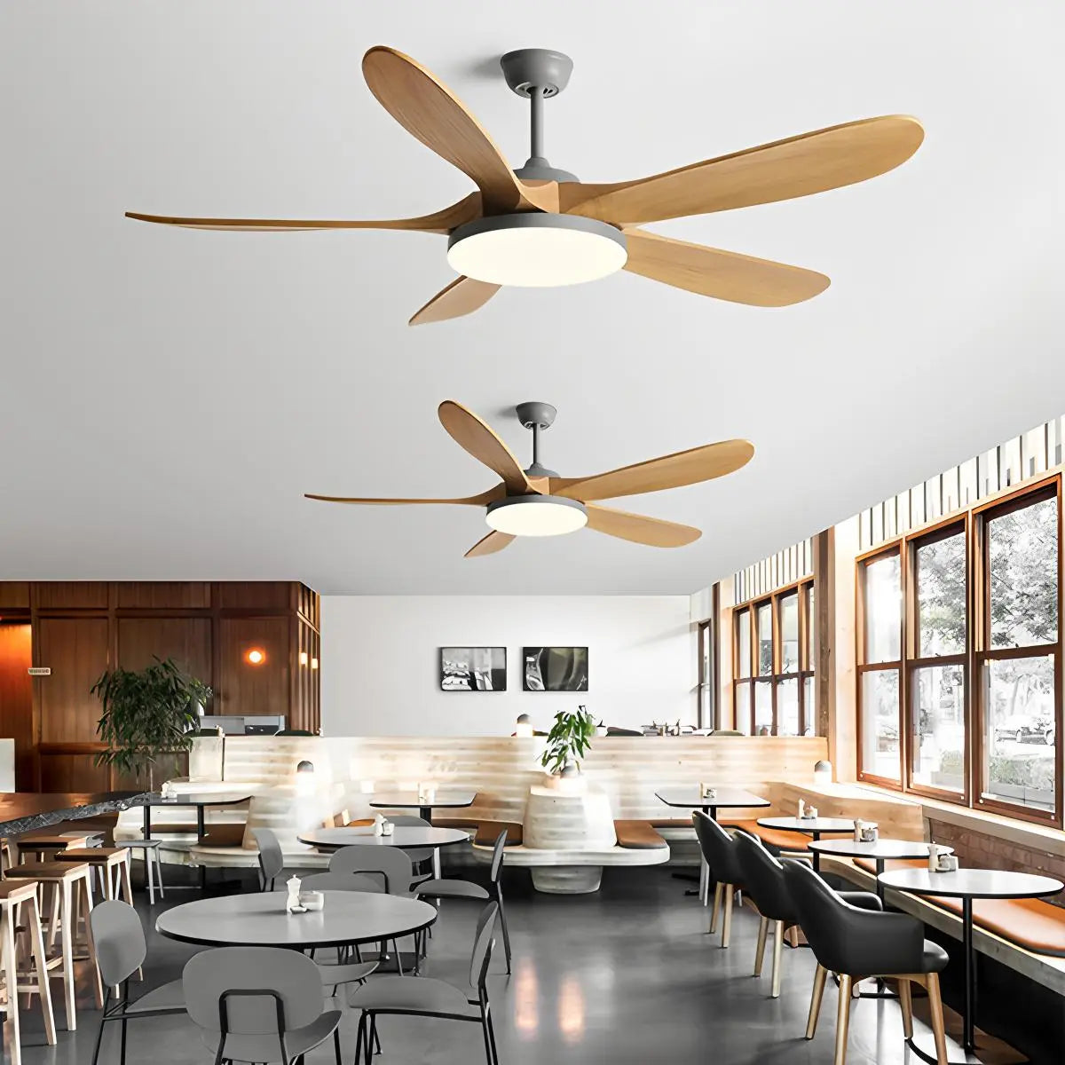 Antizer 5-leaf Solid Wood Ceiling Fan Light