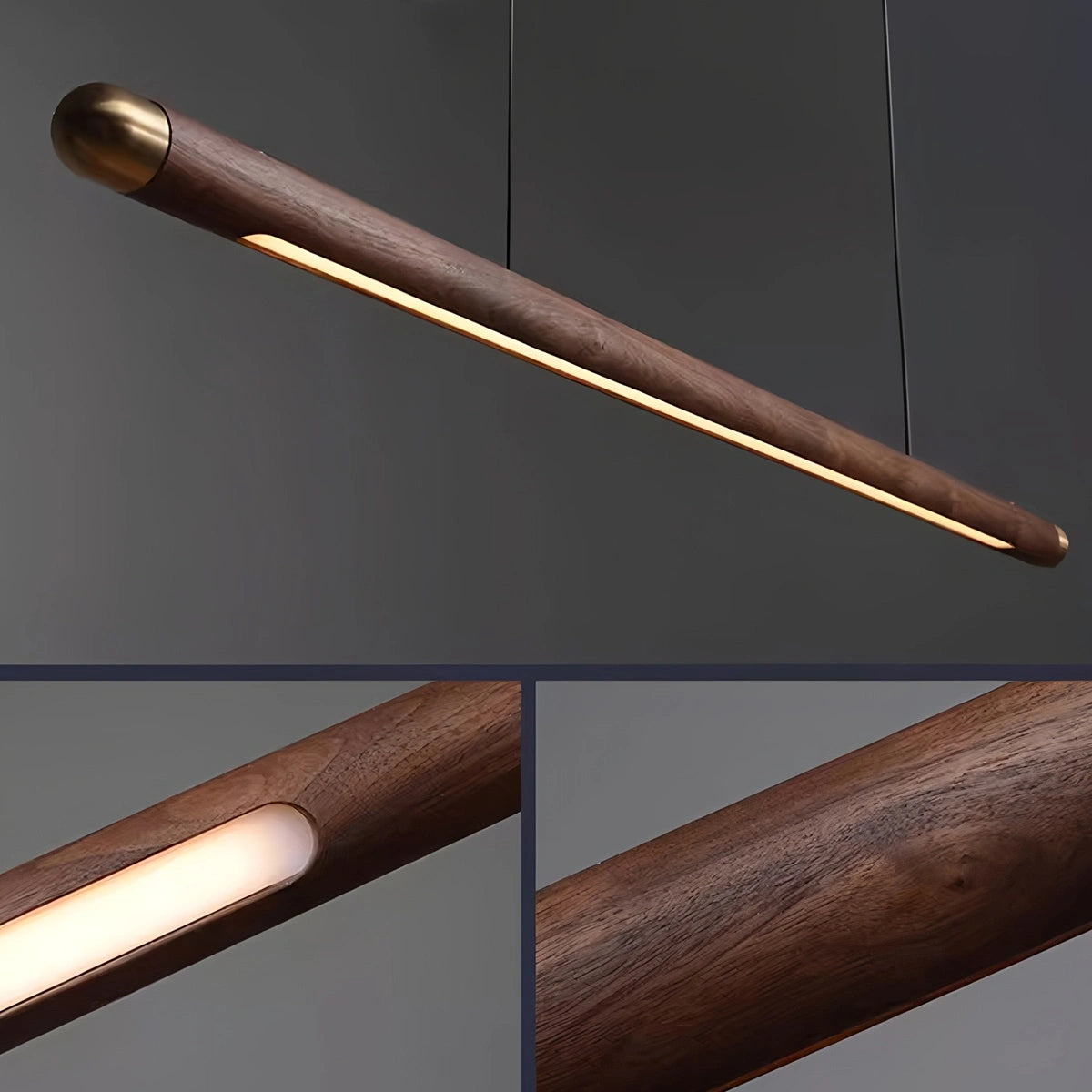 Antizer Svelte Wood Linear Pendant Light for Kitchen
