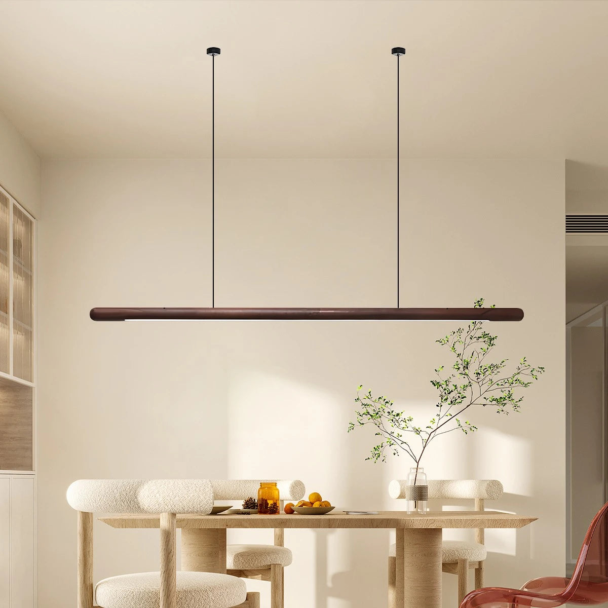 Antizer Svelte Wood Linear Pendant Light for Kitchen