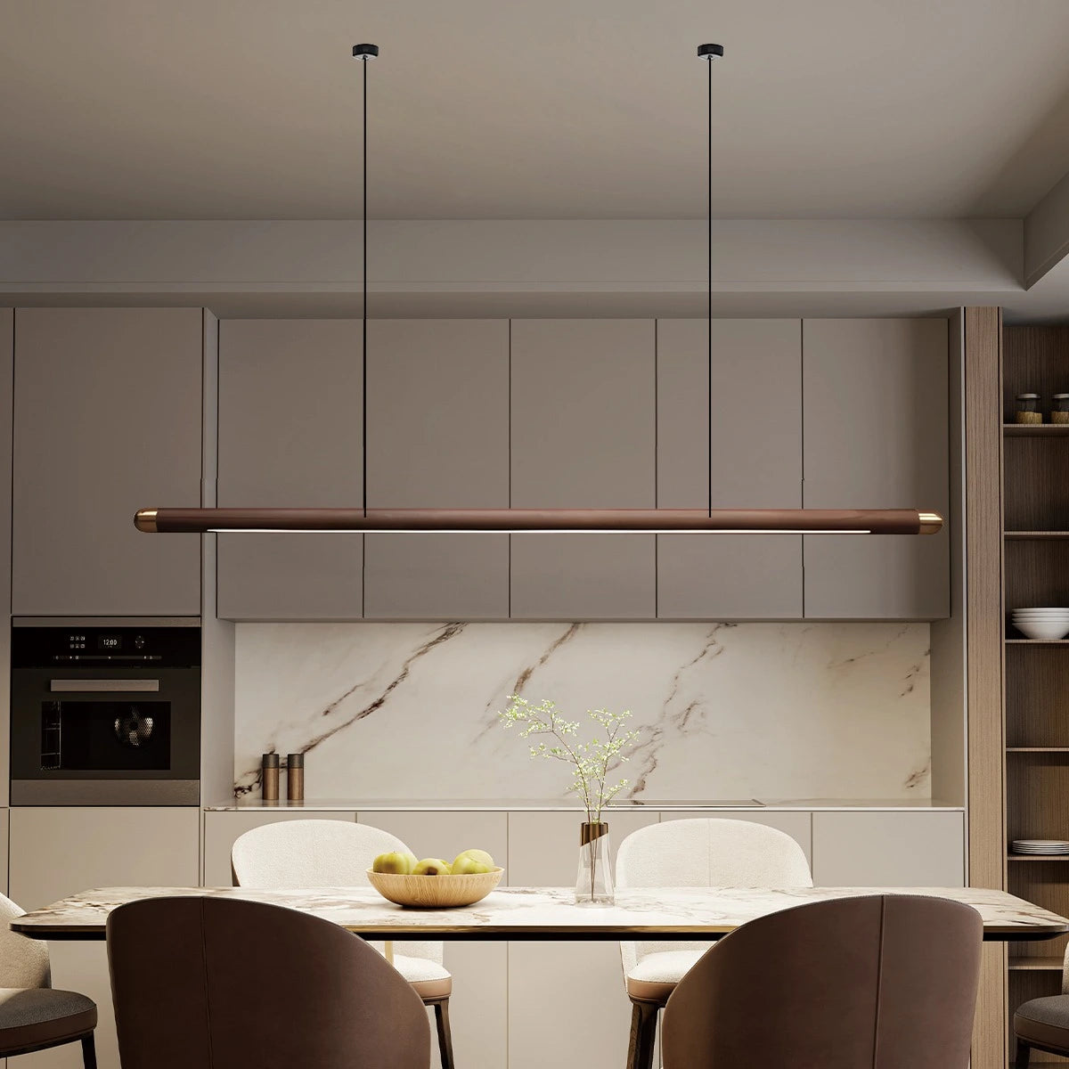 Antizer Svelte Wood Linear Pendant Light for Kitchen