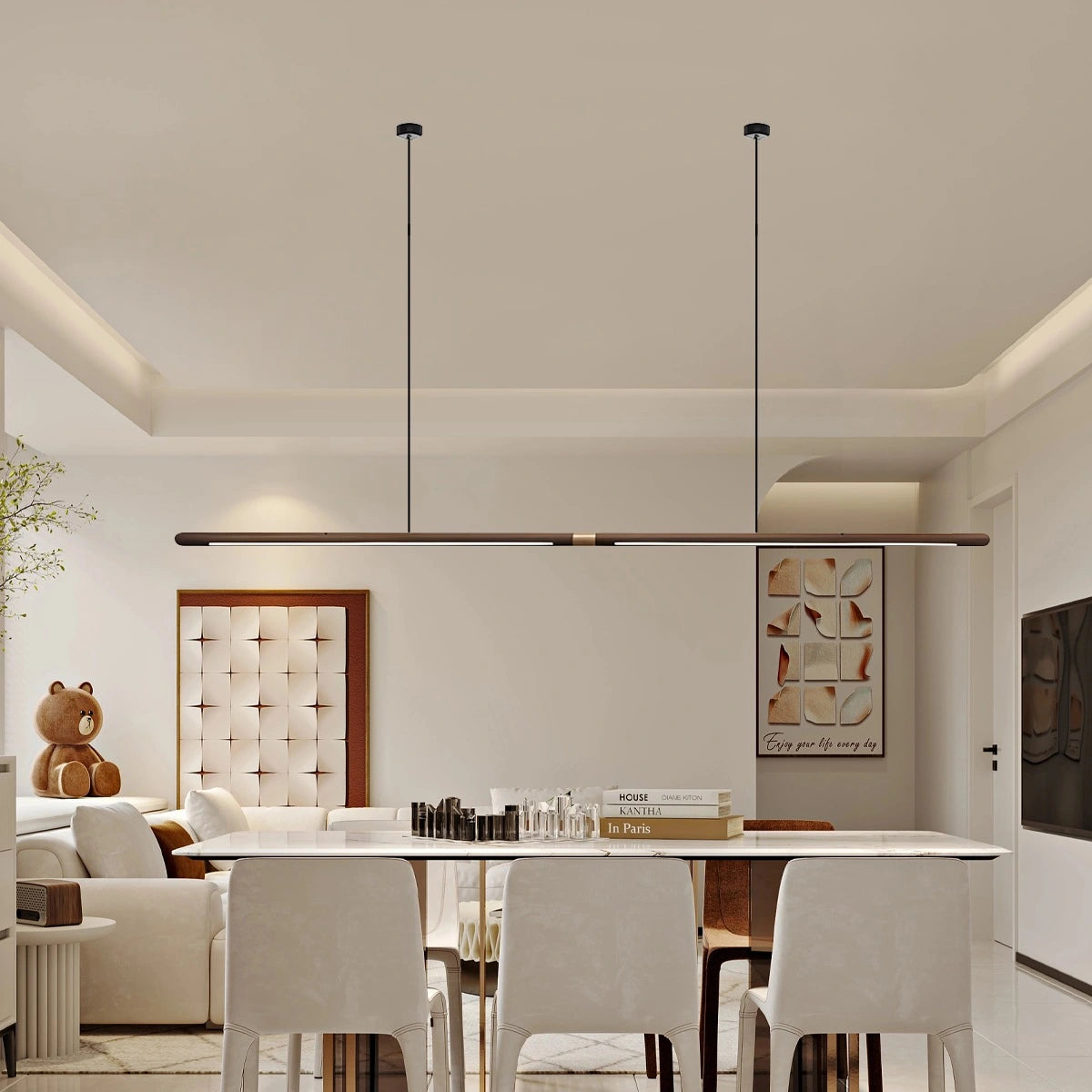 Antizer Svelte Wood Linear Pendant Light for Kitchen