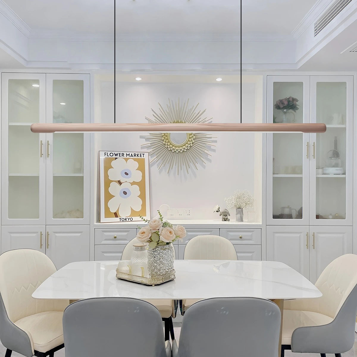 Antizer Svelte Wood Linear Pendant Light for Kitchen