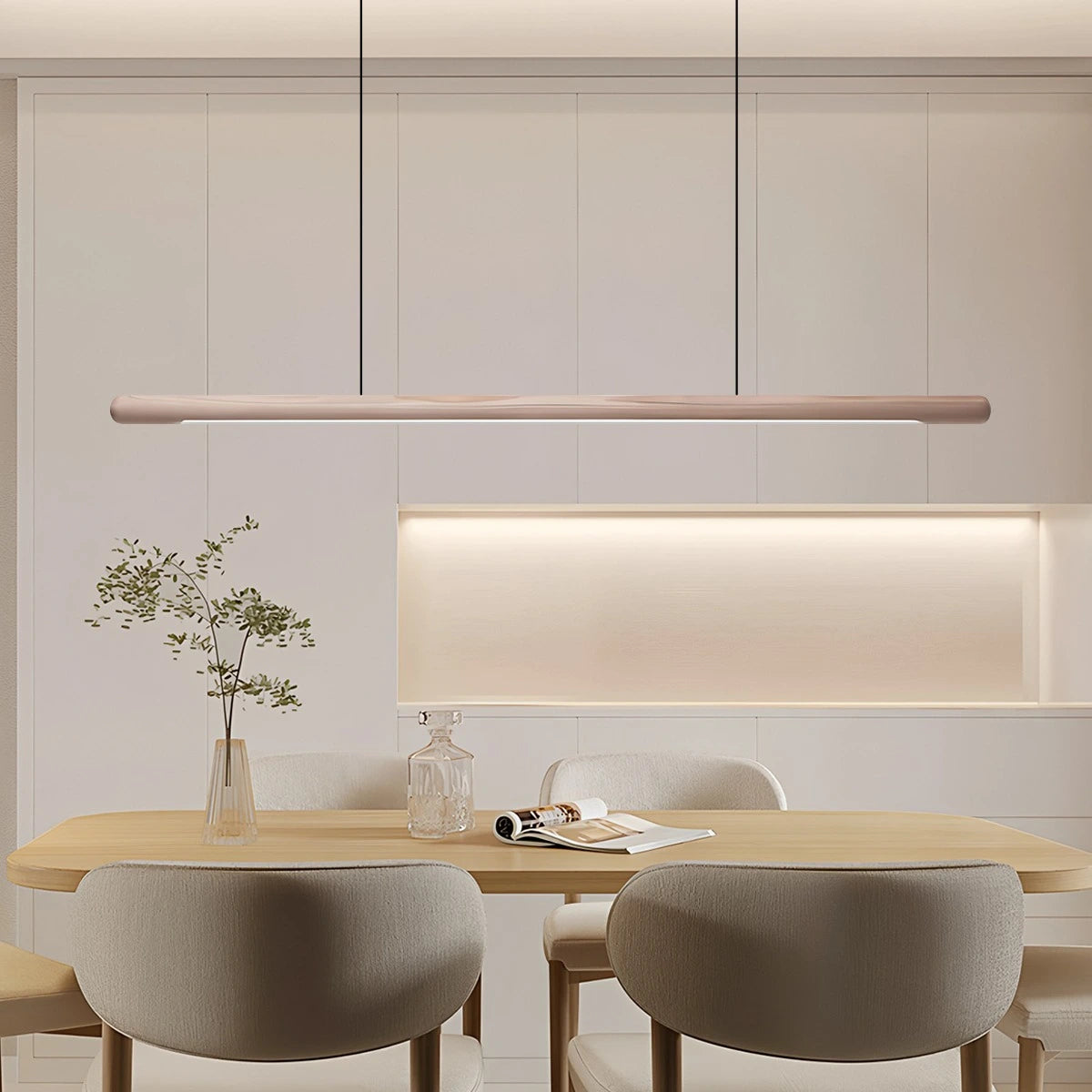 Antizer Svelte Wood Linear Pendant Light for Kitchen