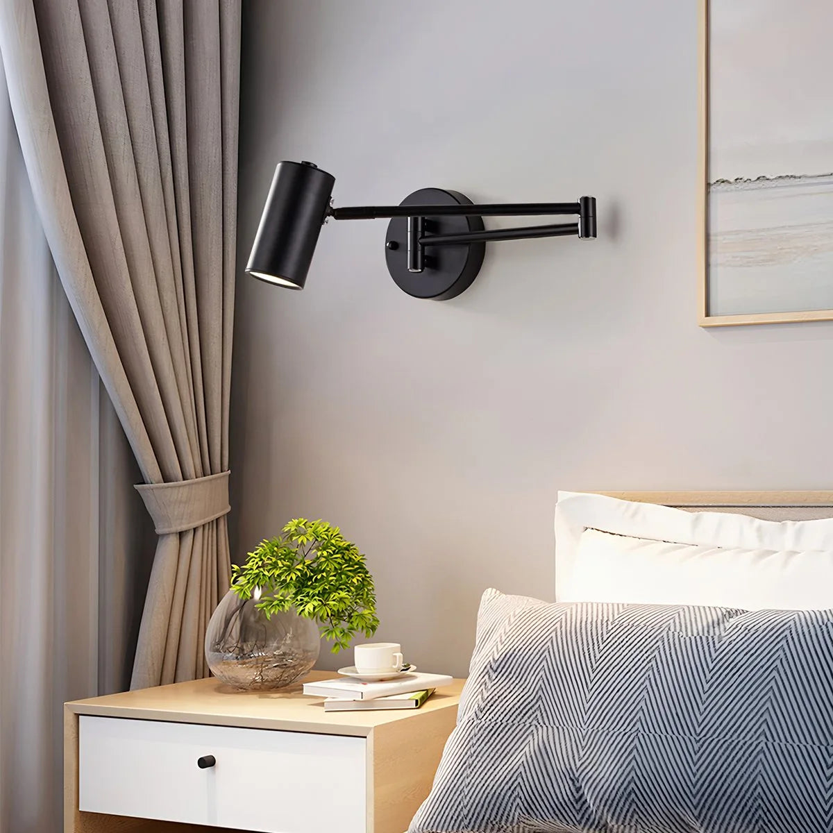 Antizer Swing Arm Wall Sconce for Bedroom