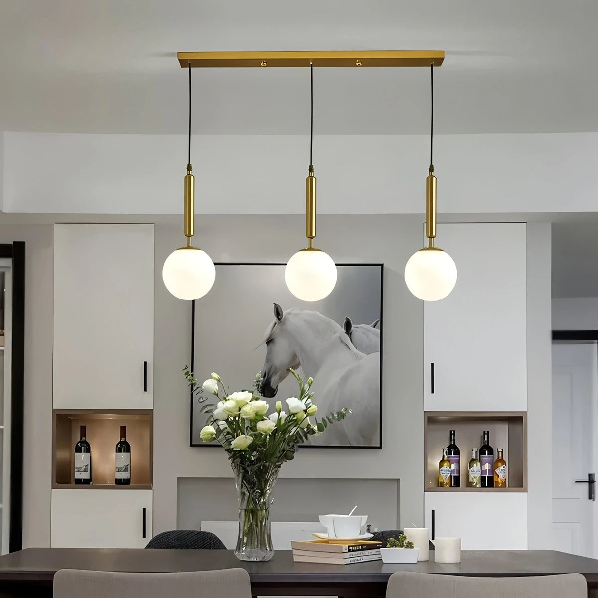 Antizer Temen Globe Glass Pendant Light for Kitchen Island