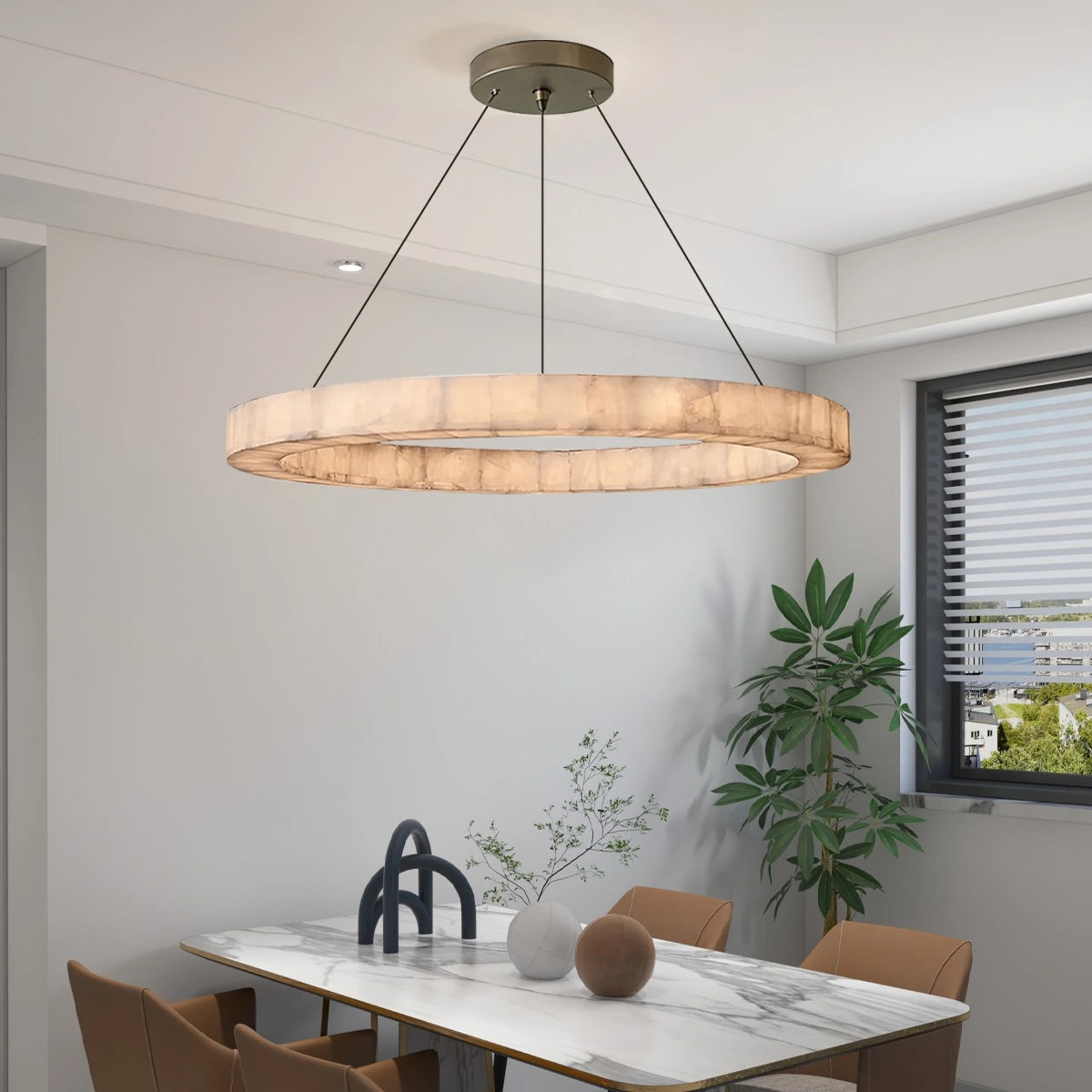 Antizer Teva Round Spanish Alabaster Chandelier for Living Room