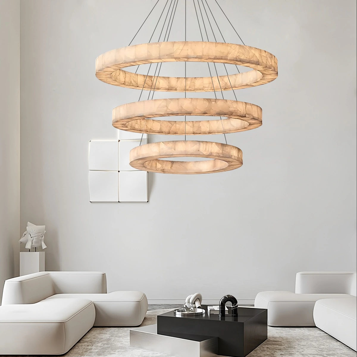 Antizer Teva Round Spanish Alabaster Chandelier for Living Room