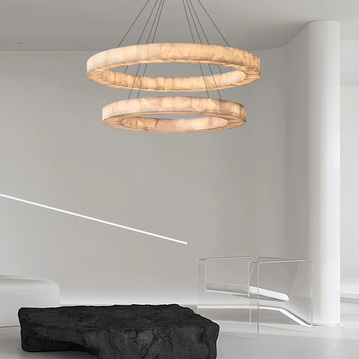 Antizer Teva Round Spanish Alabaster Chandelier for Living Room