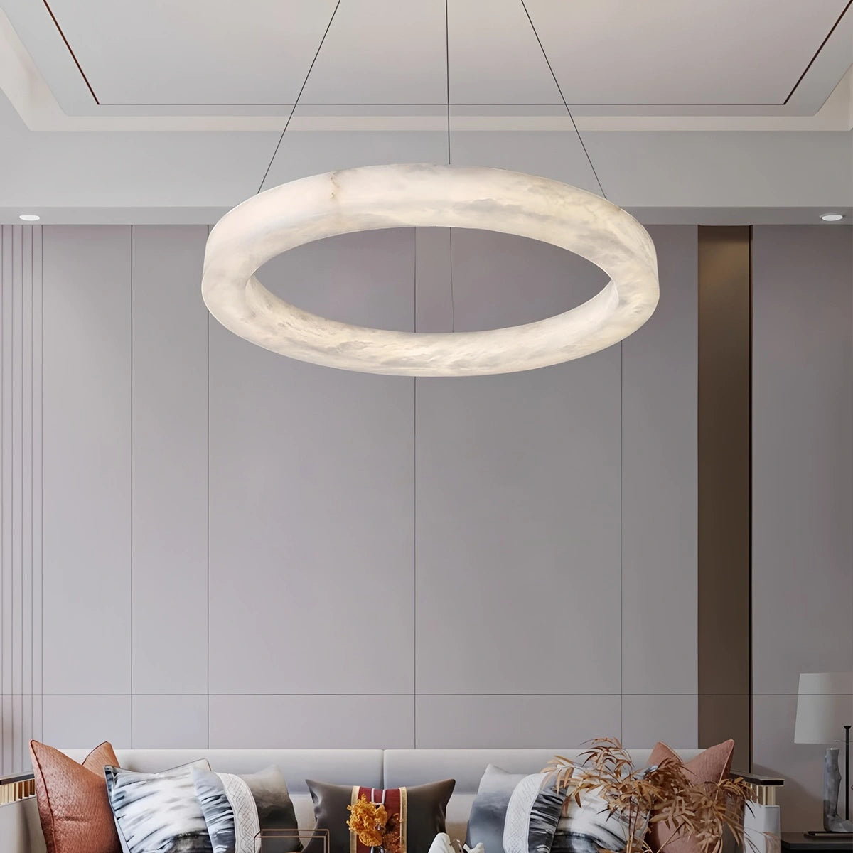 Antizer Teva Round Spanish Alabaster Chandelier for Living Room