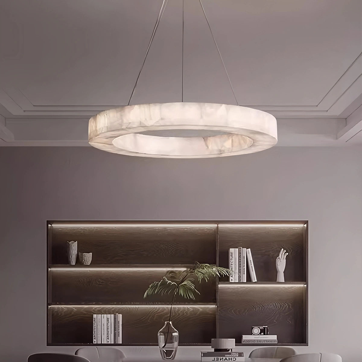 Antizer Teva Round Spanish Alabaster Chandelier for Living Room
