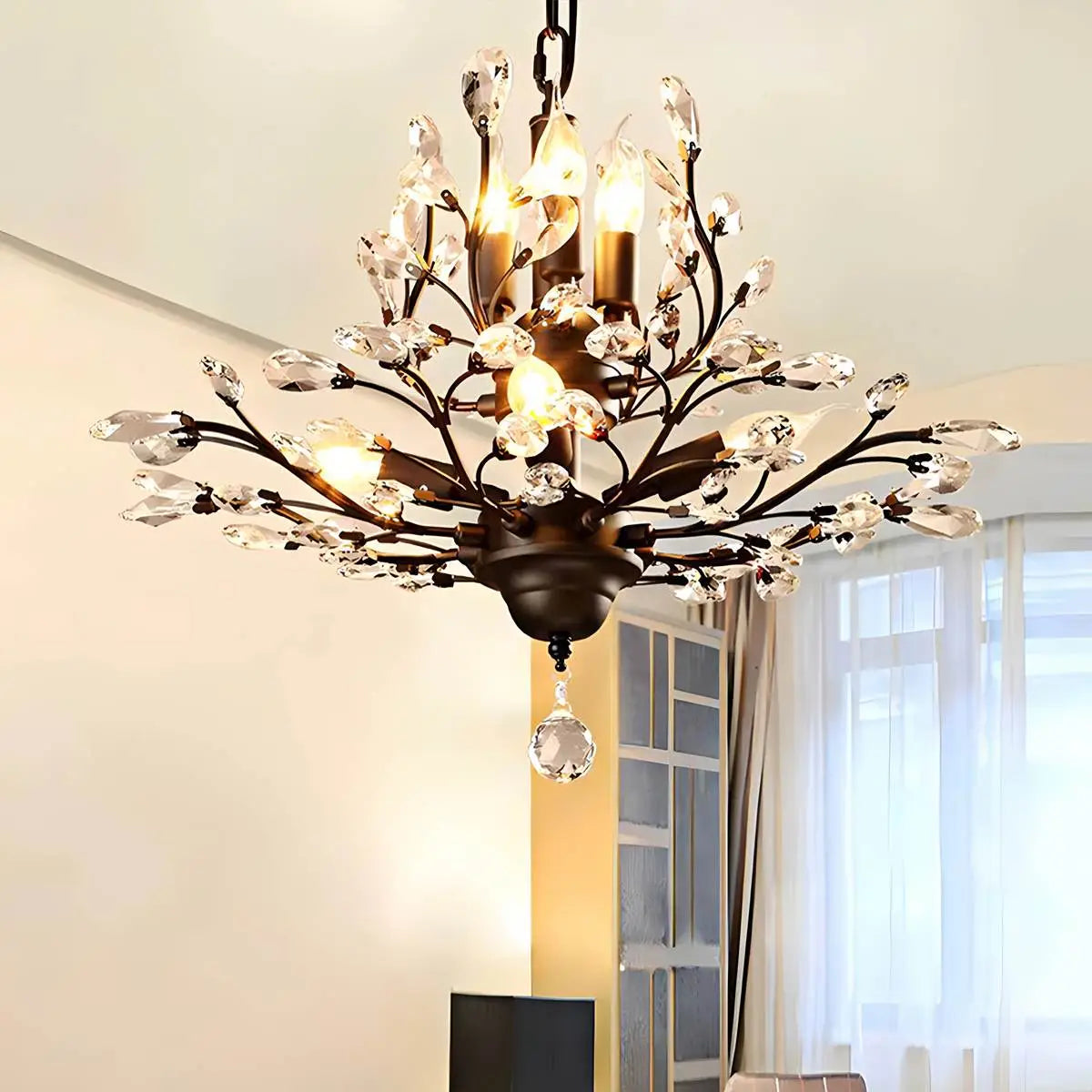 Antizer Tree Branch Crystal Chandelier for Living Room