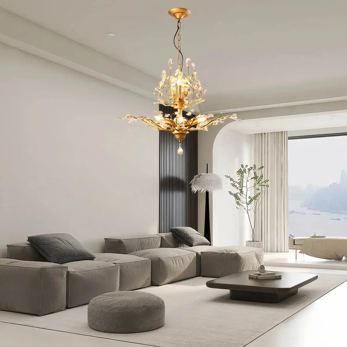 Antizer Tree Branch Crystal Chandelier for Living Room