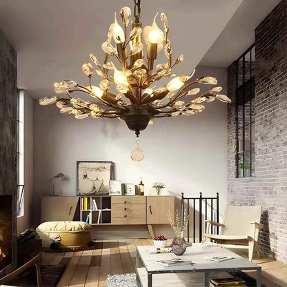 Antizer Tree Branch Crystal Chandelier for Living Room