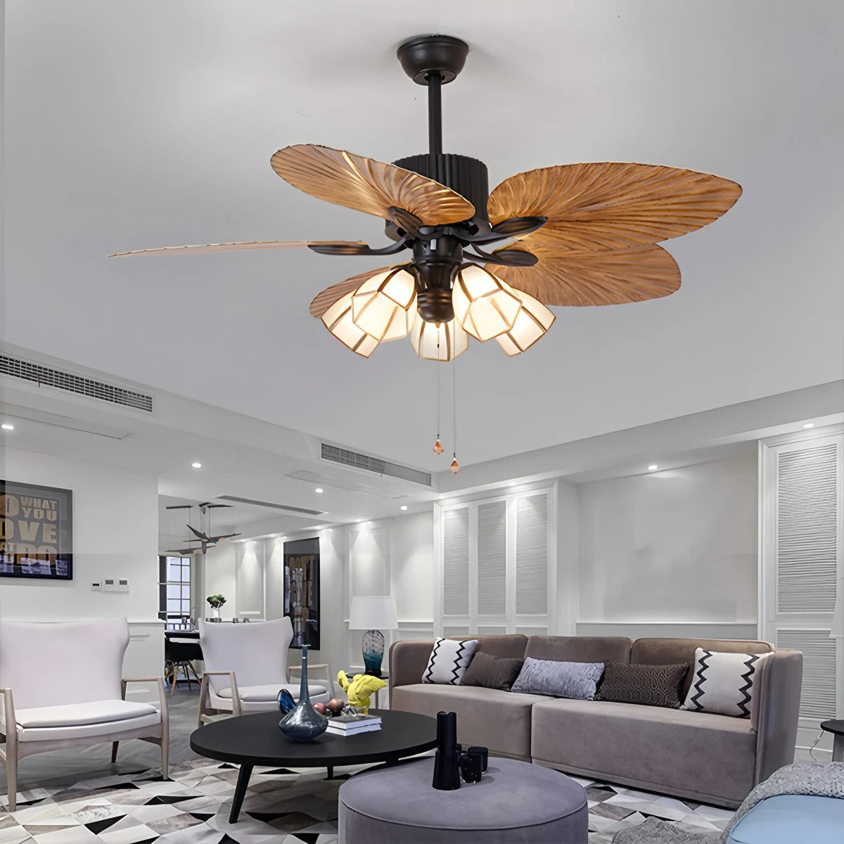 Antizer Tropical Palm Leaves Ceiling Fan with Light