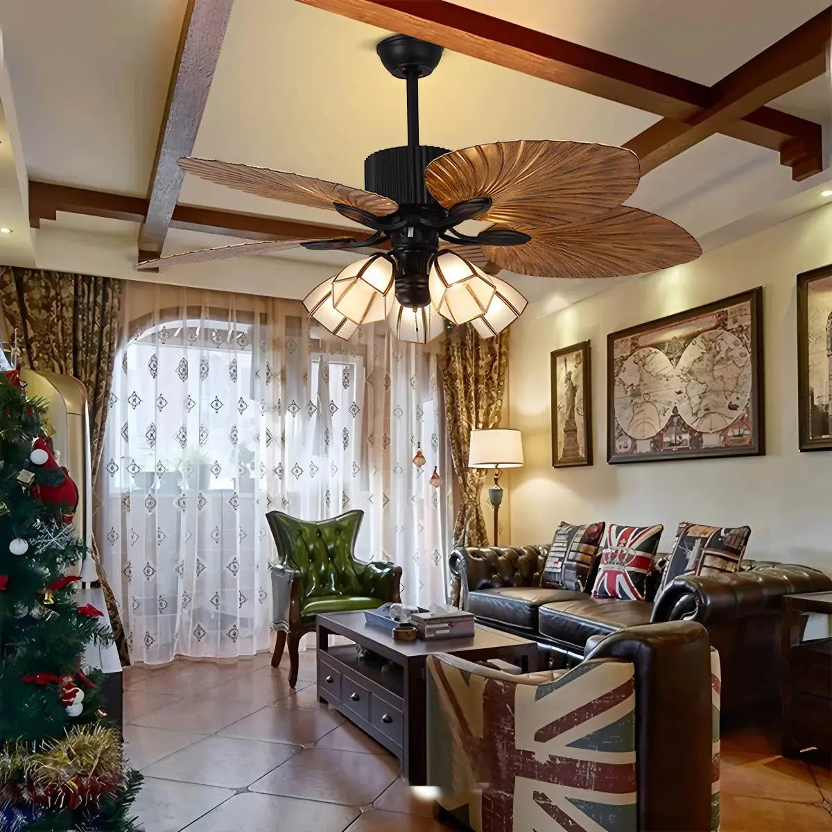 Antizer Tropical Palm Leaves Ceiling Fan with Light