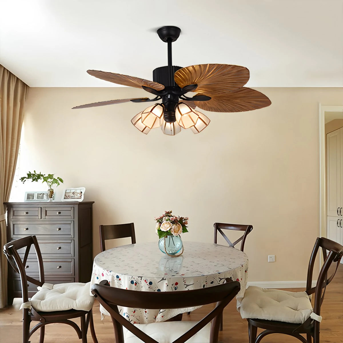 Antizer Tropical Palm Leaves Ceiling Fan with Light