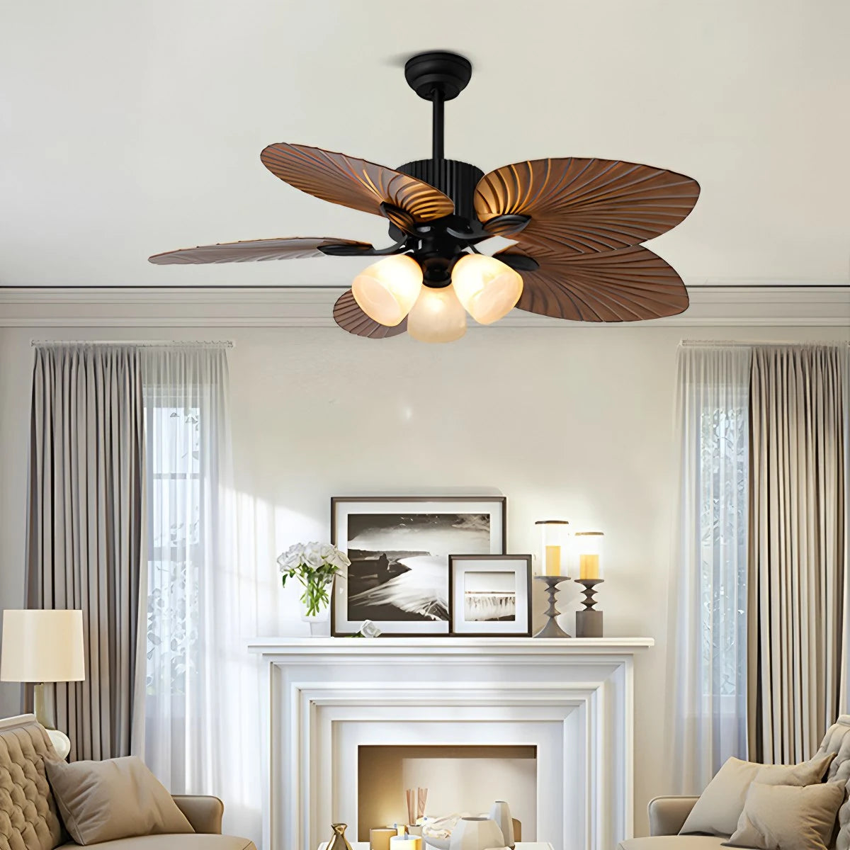 Antizer Tropical Palm Leaves Ceiling Fan with Light