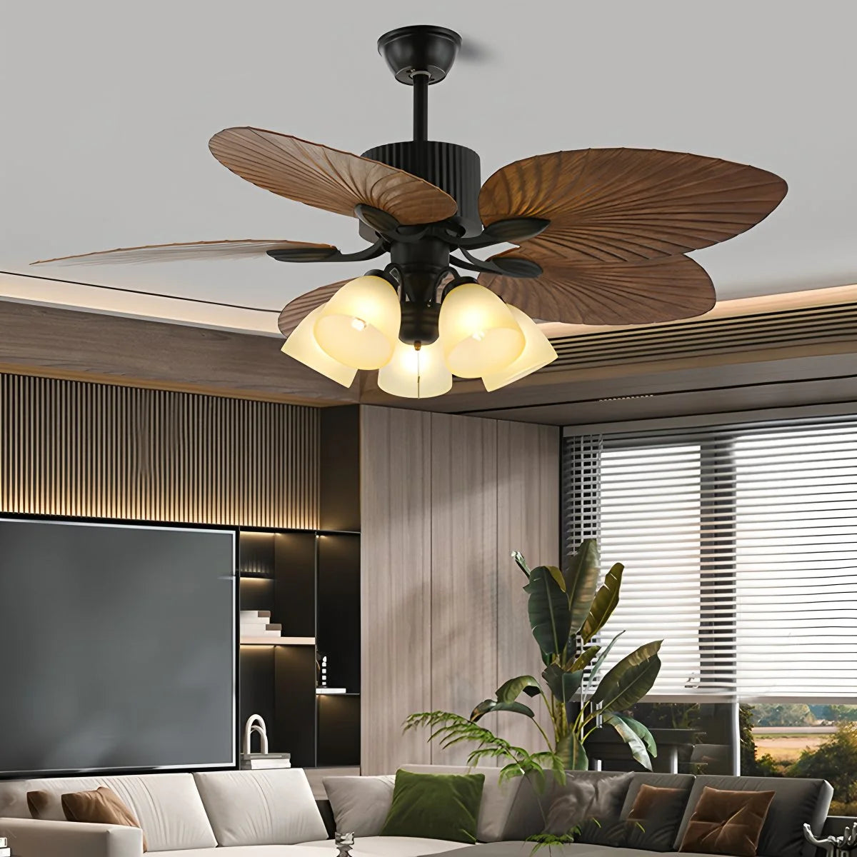 Antizer Tropical Palm Leaves Ceiling Fan with Light